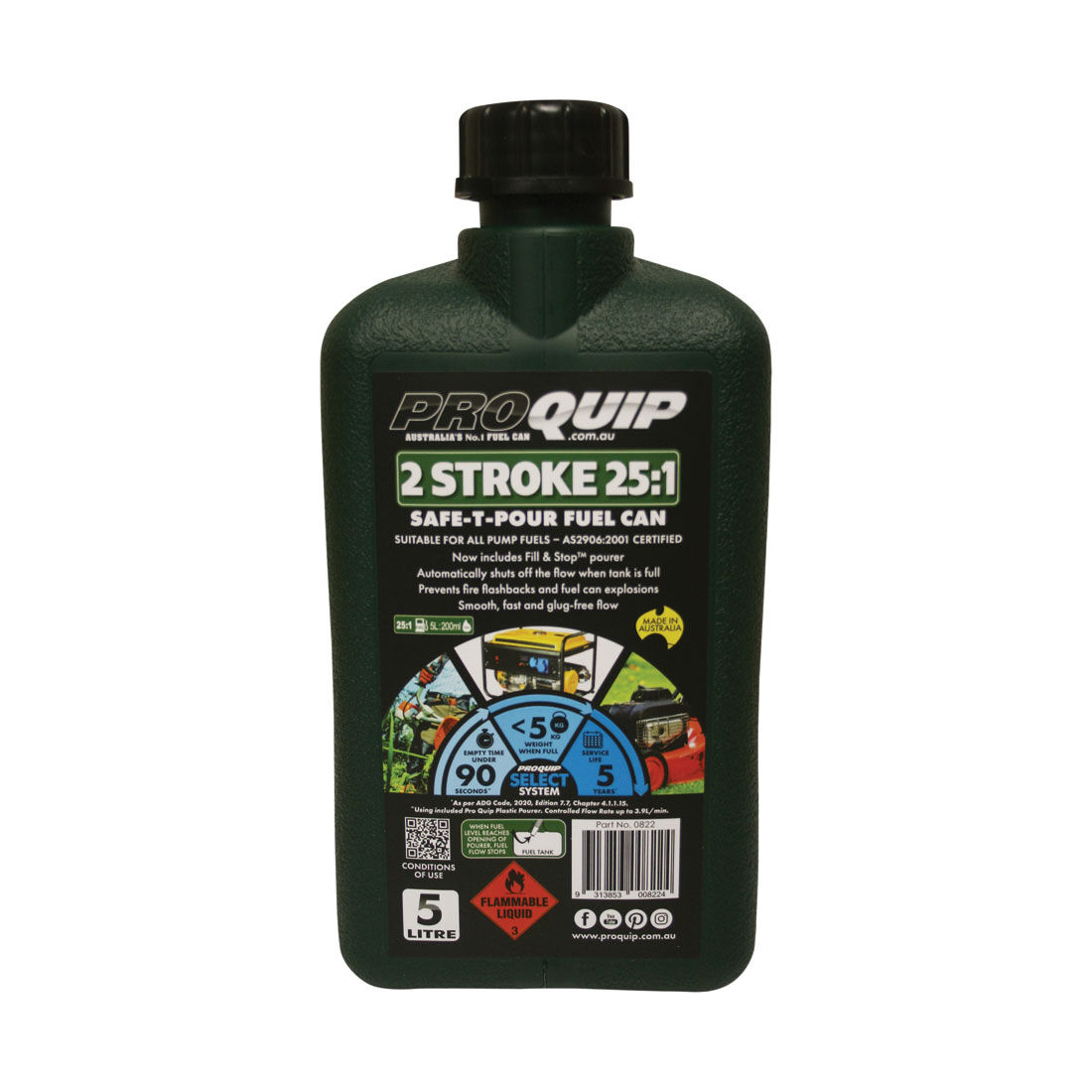 Pro Quip Safe T Pour Jerry Can 5L 25:1 Two Stroke Green, , scaau_hi-res