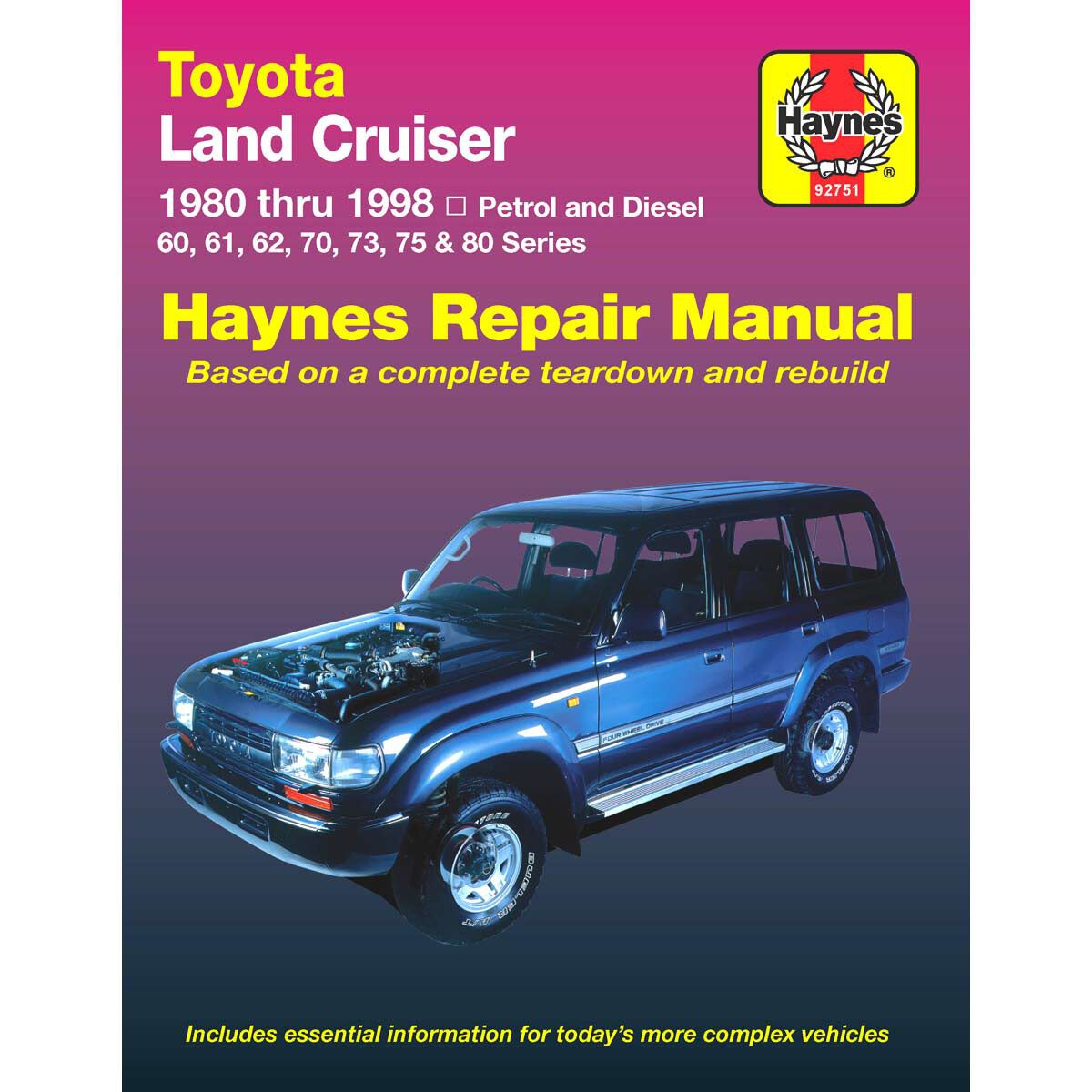 Haynes Car Manual For Toyota Landcruiser Petrol and Diesel 1980-1998 - 92751, , scaau_hi-res