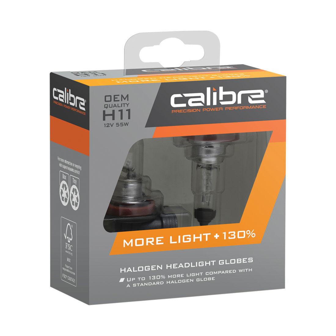 Calibre Headlight Bulb 12V H11 55W Plus 130, , scaau_hi-res