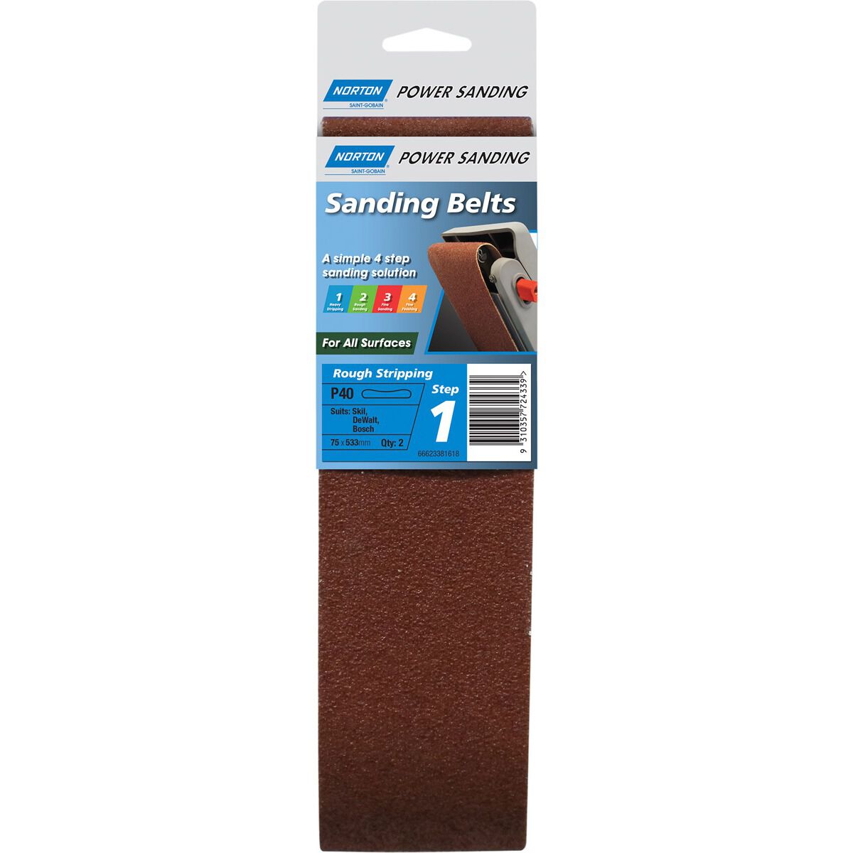 Norton Sanding Belt 40 Grit 2 Pack, , scaau_hi-res