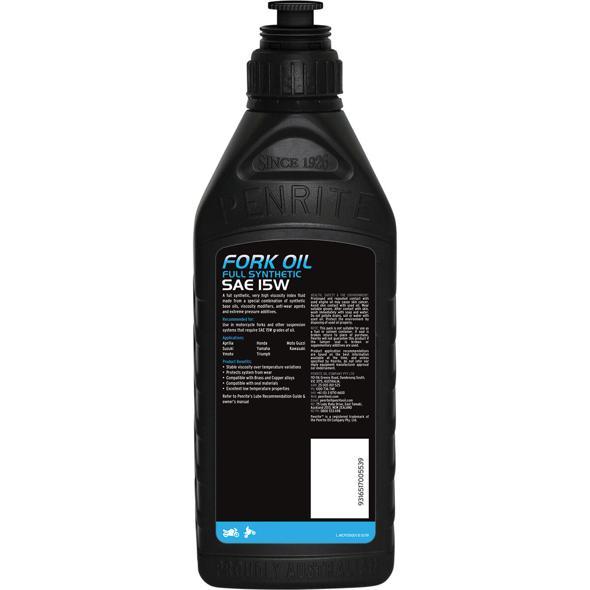 Full Synthetic Motorcycle Fork Oil - 15W, 1 Litre, , scaau_hi-res