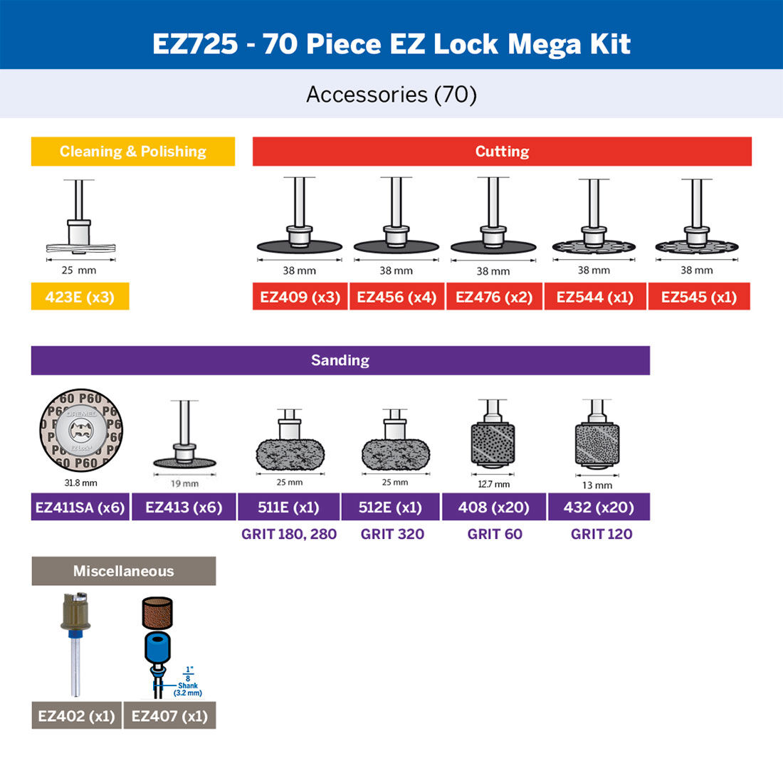 Dremel 70pc Ez725 All Purpose Accessory Kit, , scaau_hi-res