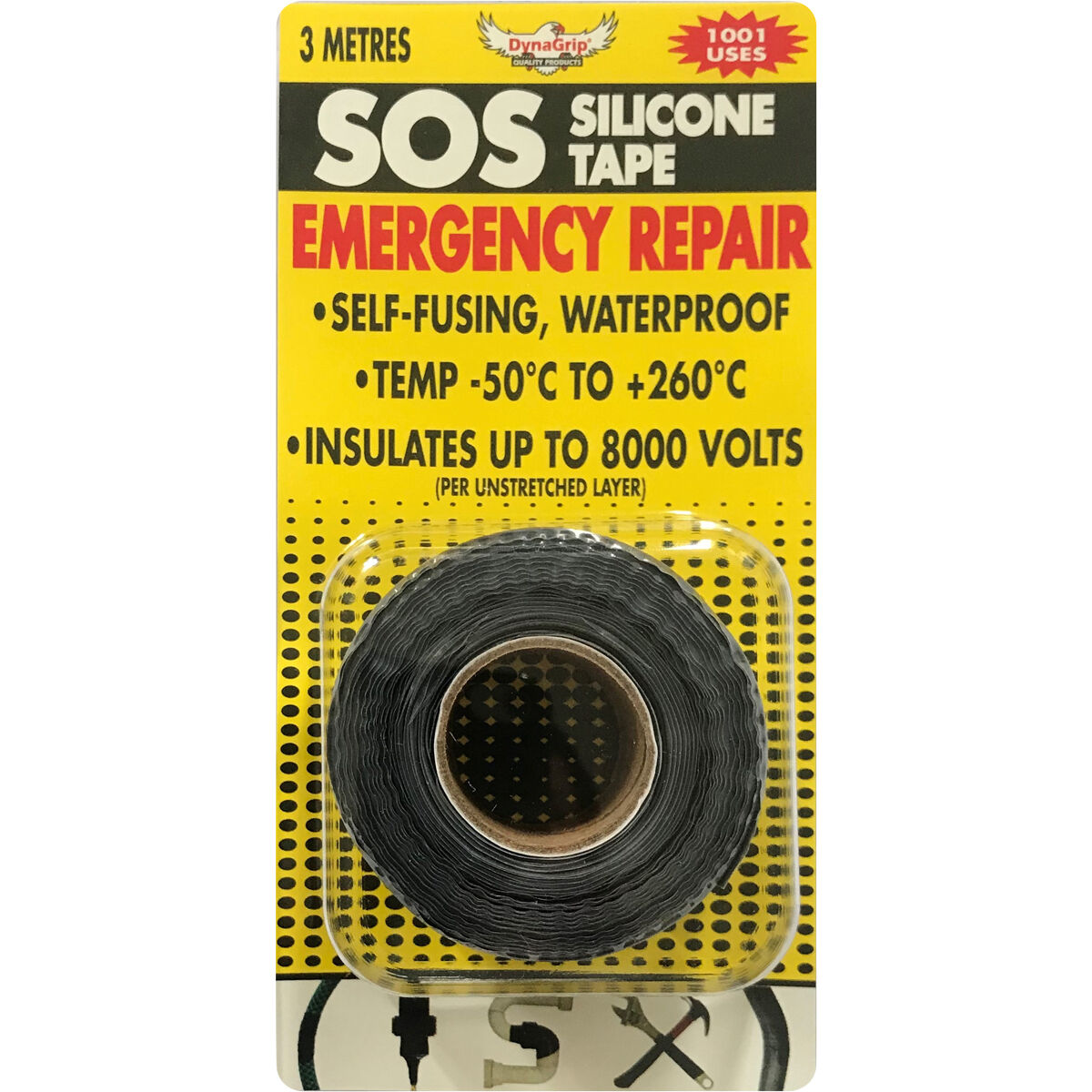 DynaGrip SOS Silicone Tape - Black, 3m x 25mm, , scaau_hi-res