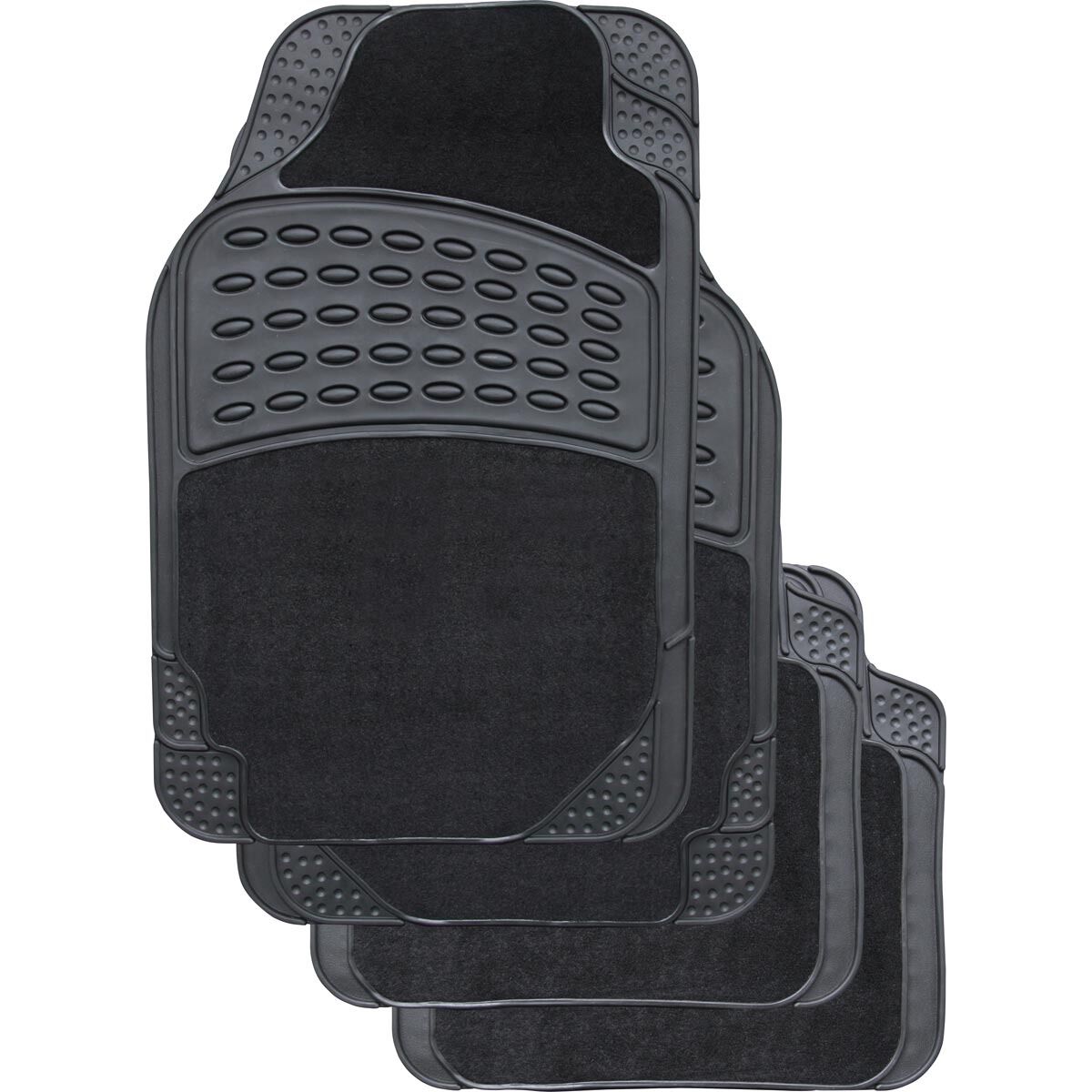 SCA Combo Car Floor Mats - Carpet / PVC, Black, Set of 4, , scaau_hi-res