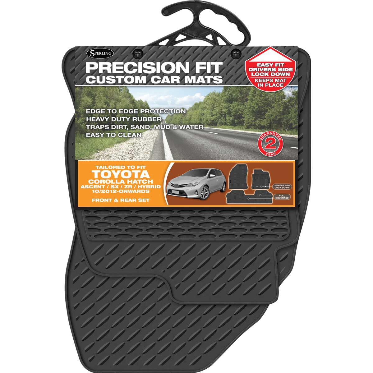 Sperling Precision Fit PVC Custom Floor Mats Suits Toyota Corolla E180 Series 2012-2018, Black, Set of 3, , scaau_hi-res