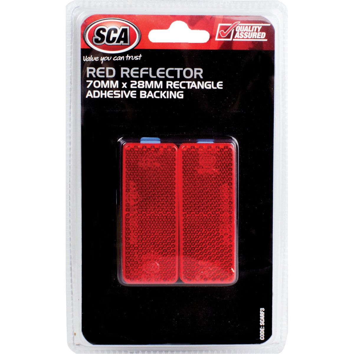 SCA Reflector - Red, 70 x 28mm, Rectangle, 2 Pack, , scaau_hi-res